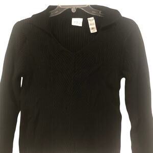 GUC Vintage 90s Villager‎ by Liz Claiborne Black V Neck Ribbed Knit Sweater